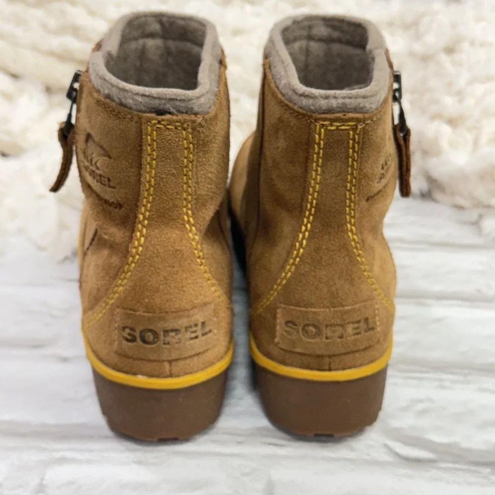 Sorel Suede Leather Boots Wool Lined Waterproof Lug Sole Ankle‎ Work Boots Sz 9